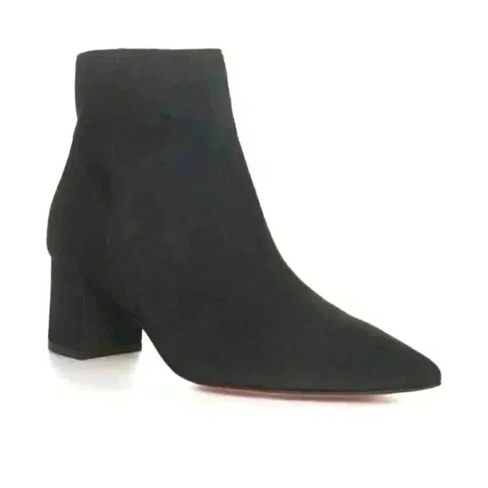NEW L'Agence Jeanne Block Heel Charcoal Black Bootie Size 37/7
